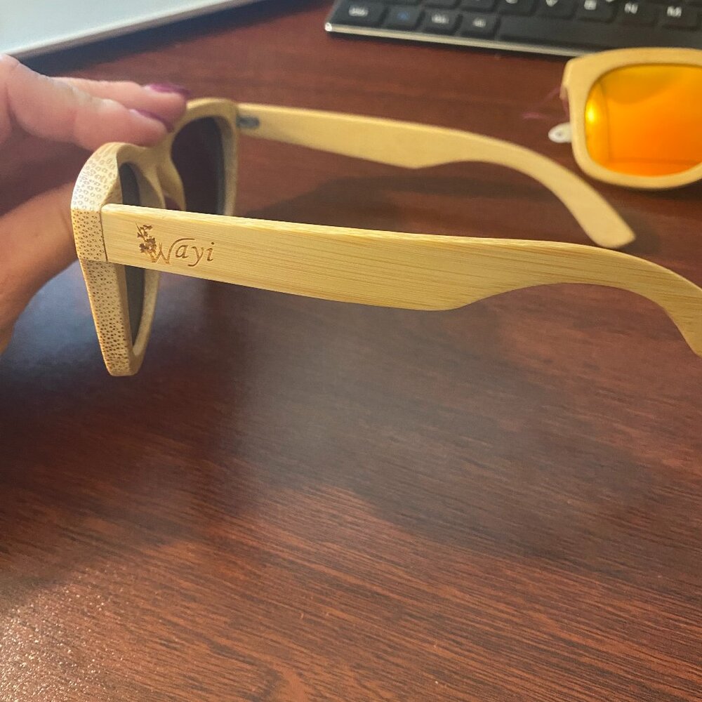 Bamboo Adult Sunglasses Orange - Picture 3 of 3